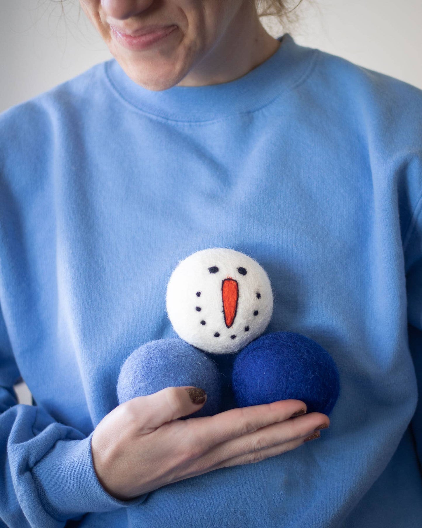 Friendsheep - Vintage Holidays Eco Wool Dryer Balls - Snowman BLUE