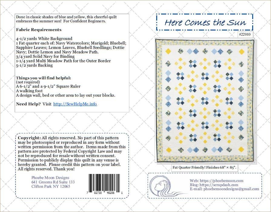PhoebeMoon Designs - Here Comes the Sun Throw Quilt Pattern - Fat Quarter Friendl