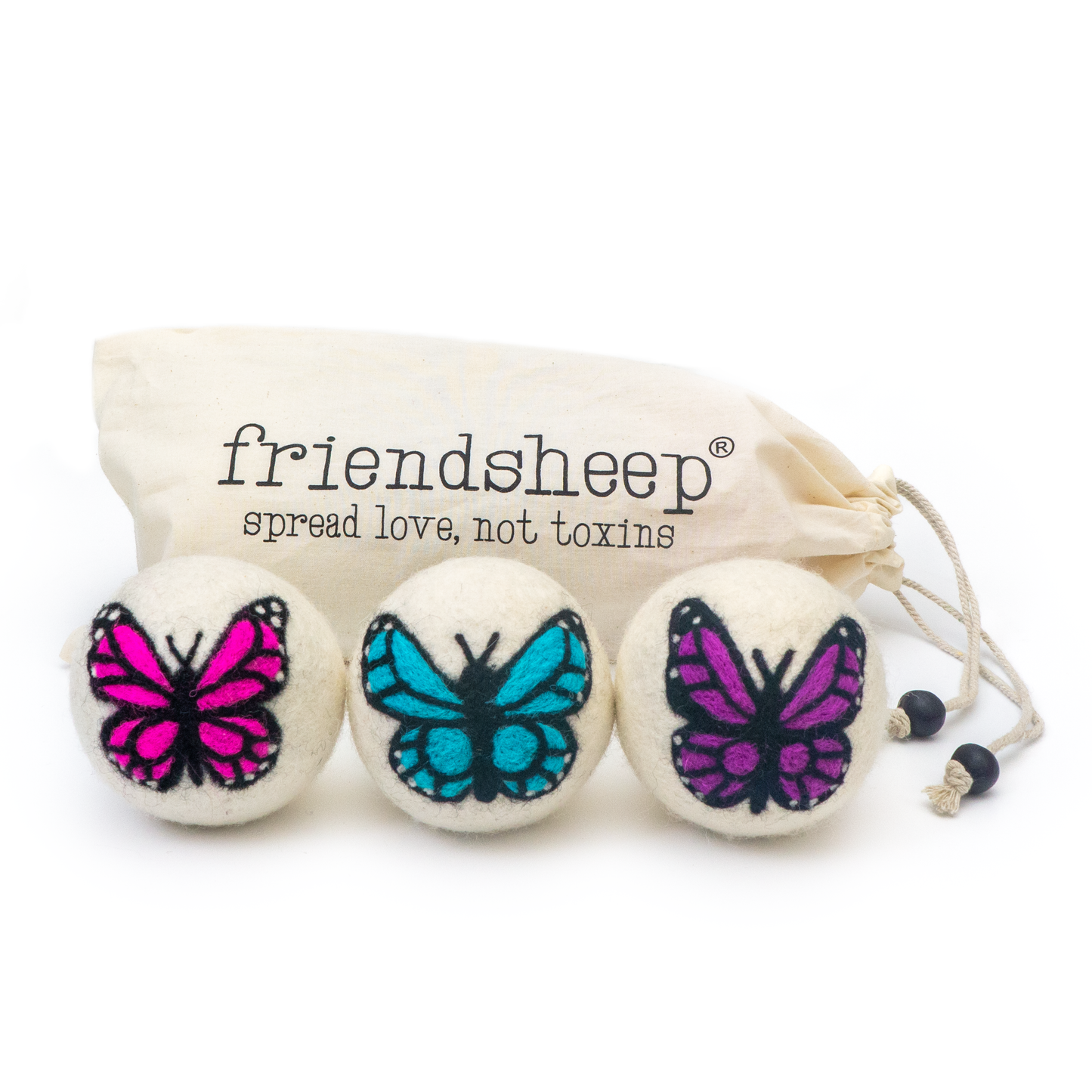 Friendsheep - Monarch Butterfly Eco Wool Dryer Ball Set of 3 - Moon
