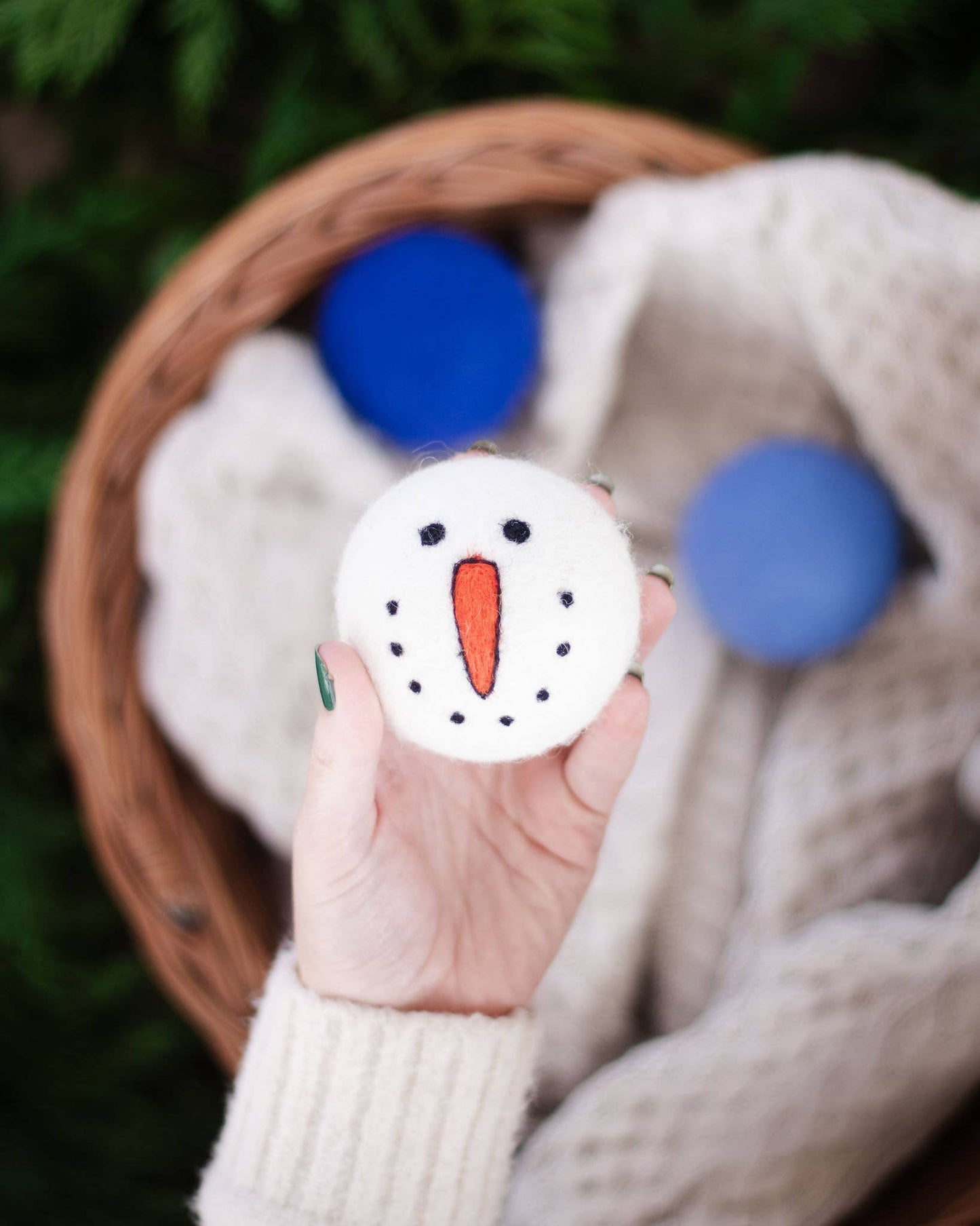 Friendsheep - Vintage Holidays Eco Wool Dryer Balls - Snowman BLUE