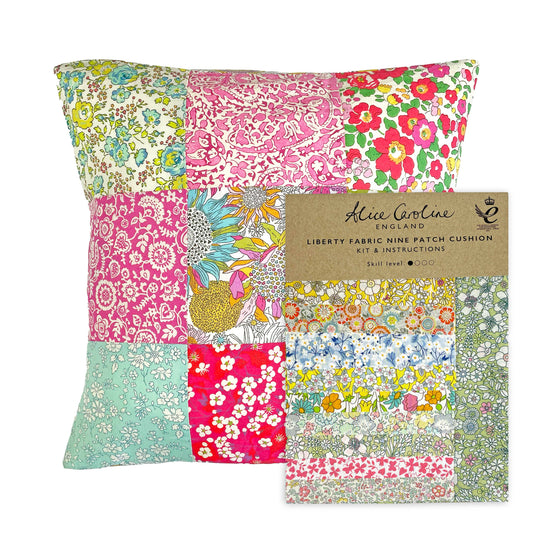 Alice Caroline - Liberty Tana Lawn Fabric Mixed Colours 9 Patch Cushion Kit