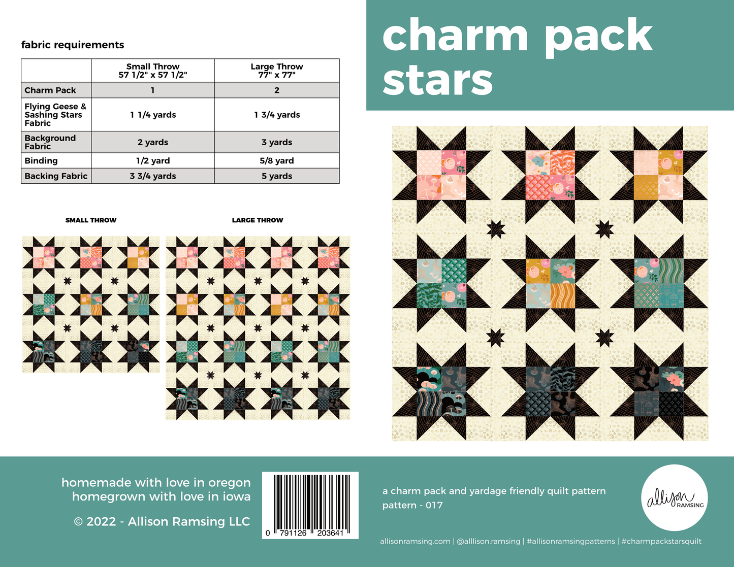 AllisonRamsing.com - Charm Pack Stars Quilt Pattern - Printed