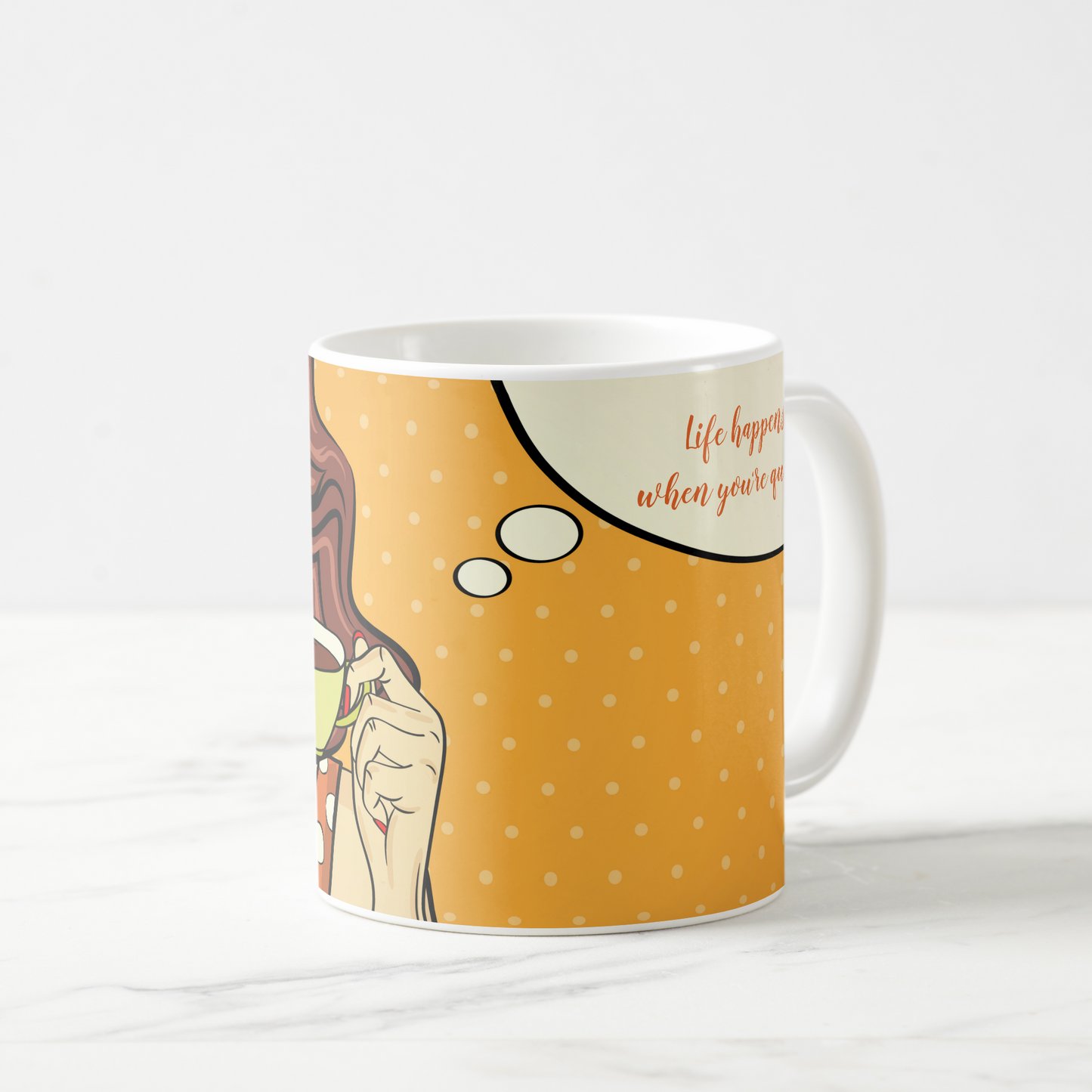 Quilters "Life happens when you're quilting." 11 oz mug