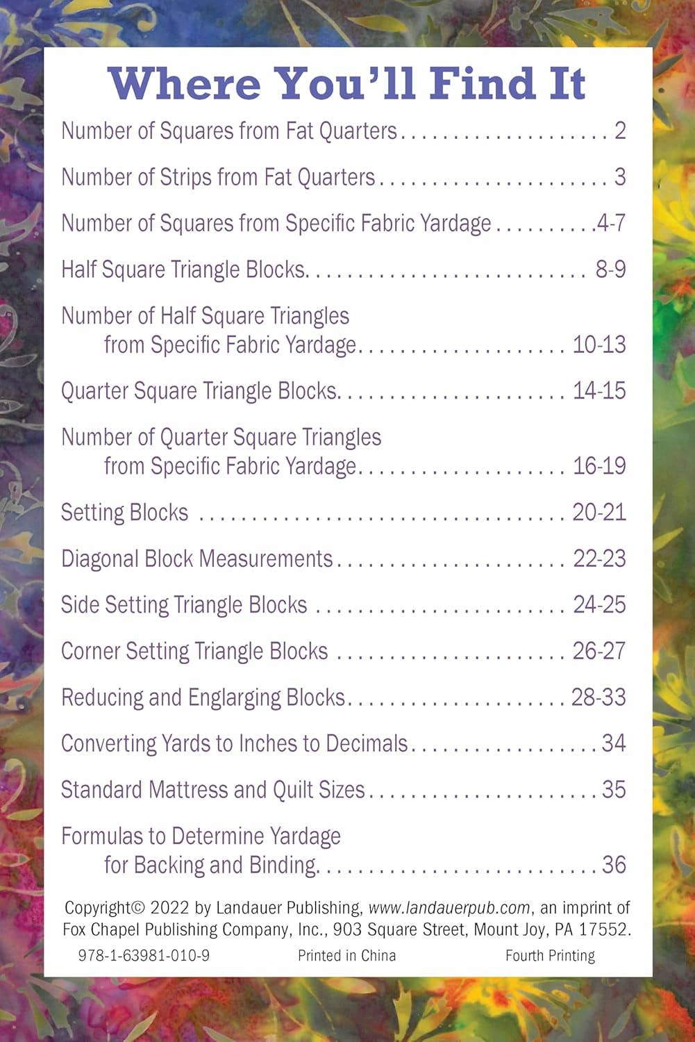 Fox Chapel Publishing - No Math Quilt Charts & Formulas