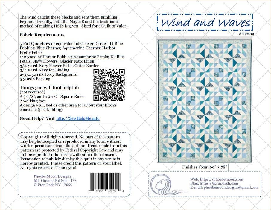 PhoebeMoon Designs - Wind and Waves Throw Quilt Pattern