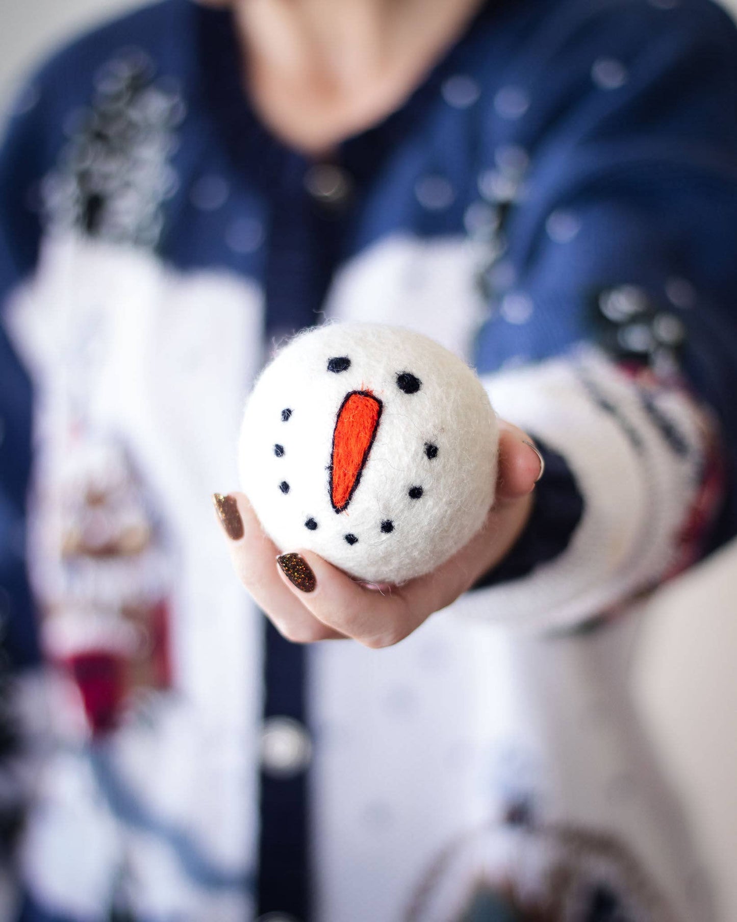 Friendsheep - Vintage Holidays Eco Wool Dryer Balls - Snowman BLUE