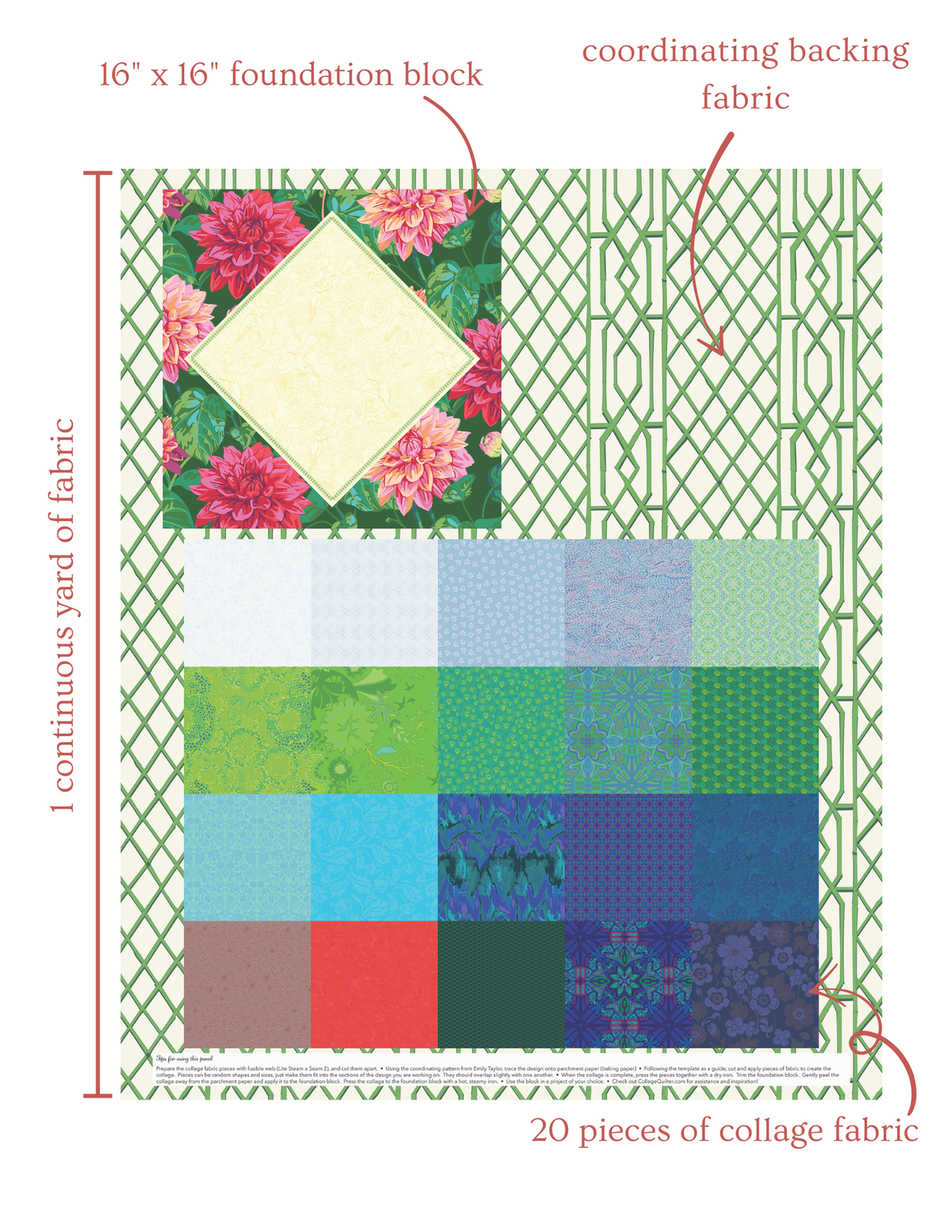 Collage Quilter - Hummingbird Fabric Collage Kit