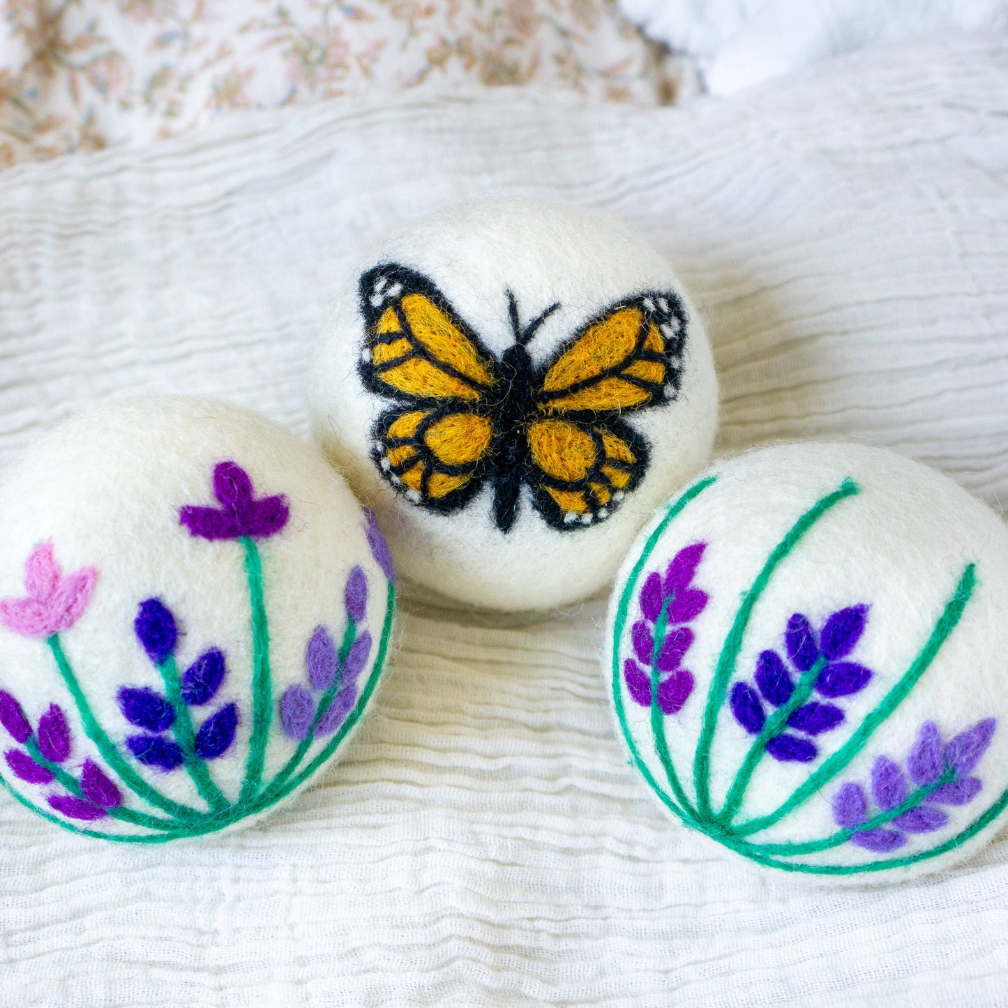 Friendsheep - Butterfly Lavender Fields Eco Wool Dryer Balls - Set of 3