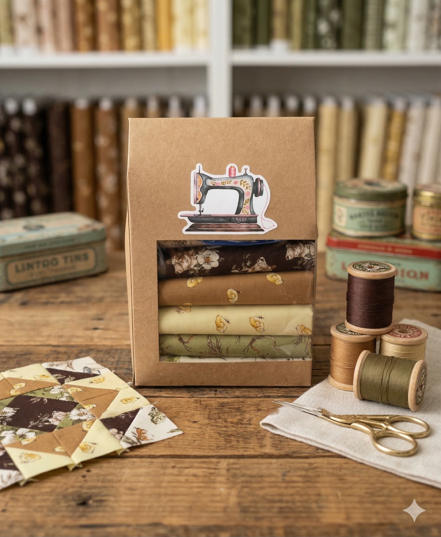 The Mouse & The Peacock - 6 (1/2 YD CUTS) OF PREMIUM COTTON FABRIC NESTLED IN GIFT BOX
