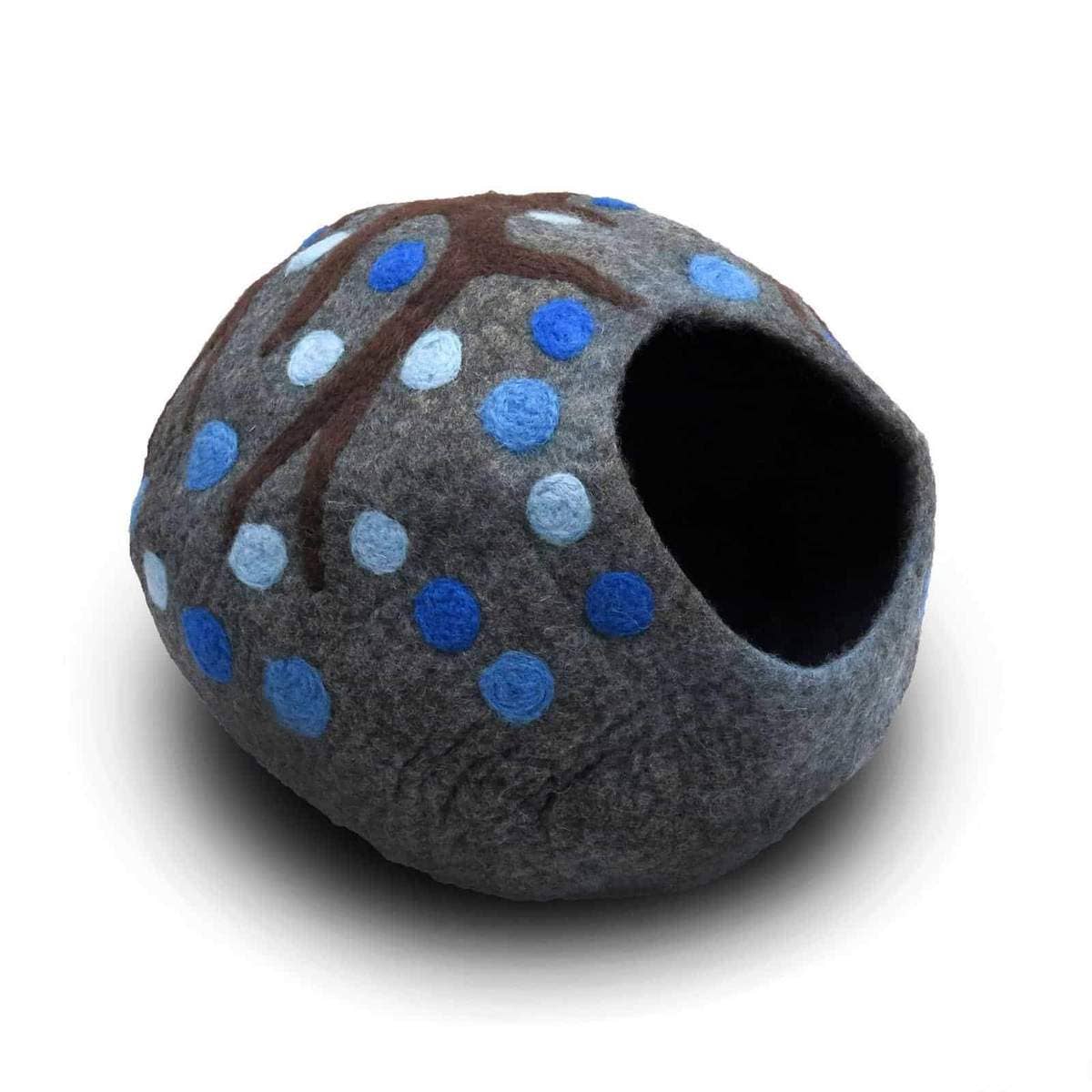 Friendsheep - Felt Wool Cat Cave TRUE BLUE Eco Kitty Cave