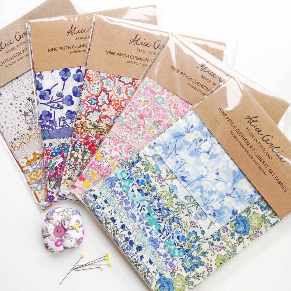 Alice Caroline - Liberty Tana Lawn Fabric Mixed Colours 9 Patch Cushion Kit