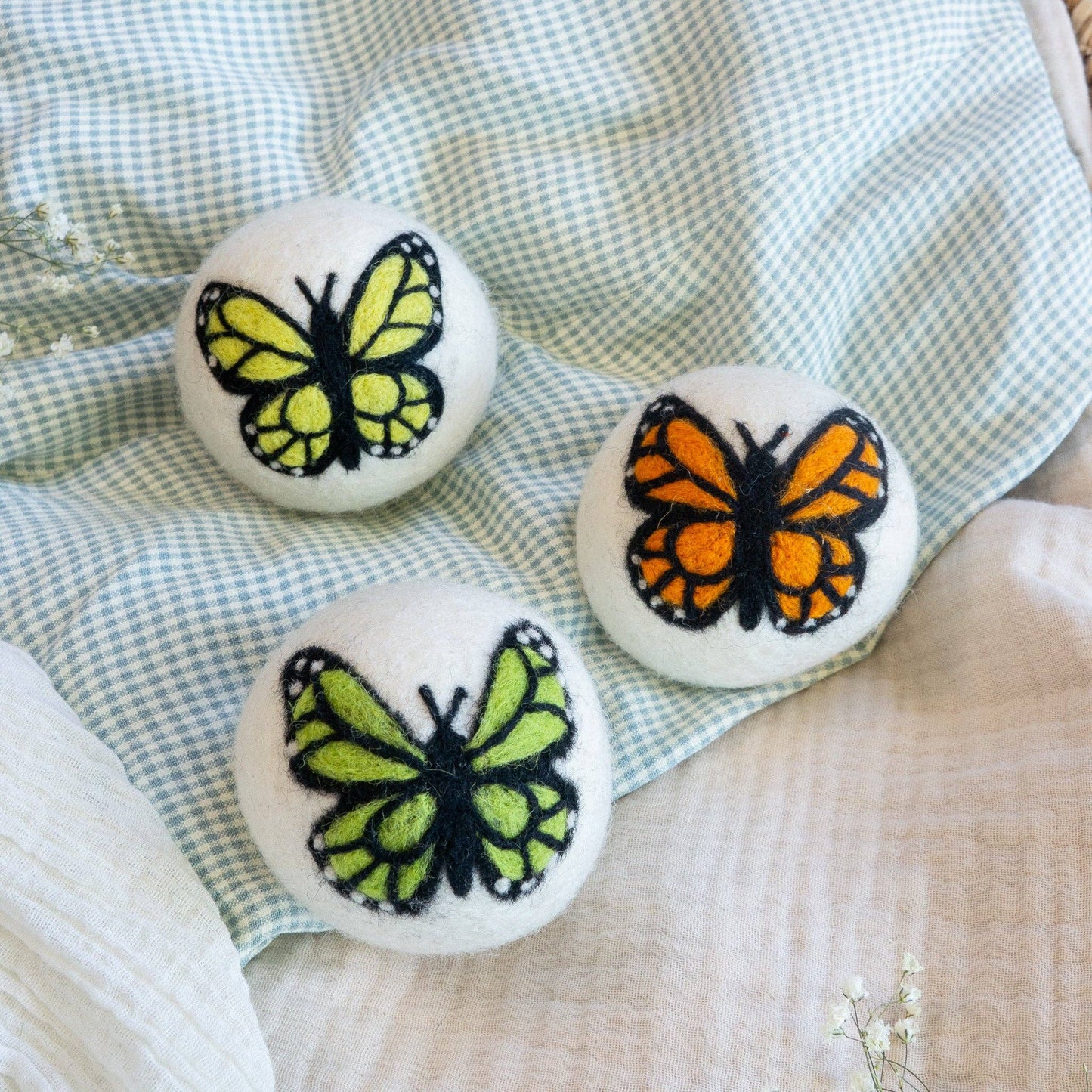 Friendsheep - Monarch Butterfly Eco Wool Dryer Ball Set of 3 - Sun