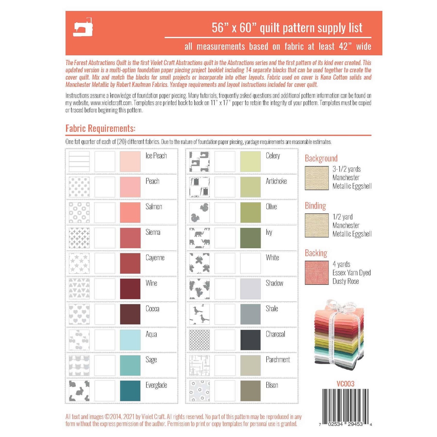 Violet Craft - VC003: The Forest Abstractions Quilt Pattern