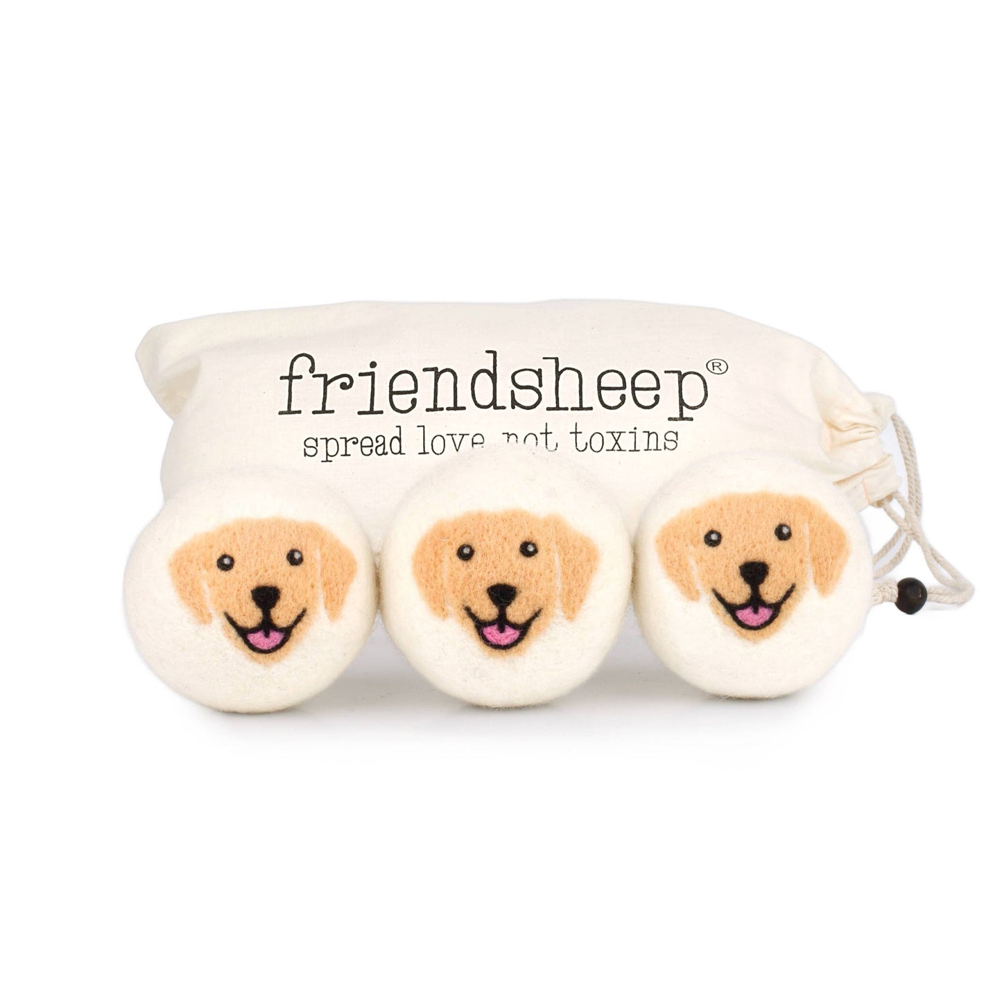 Friendsheep - Golden Dogs Eco Wool Dryer Balls - Yellow Retriever