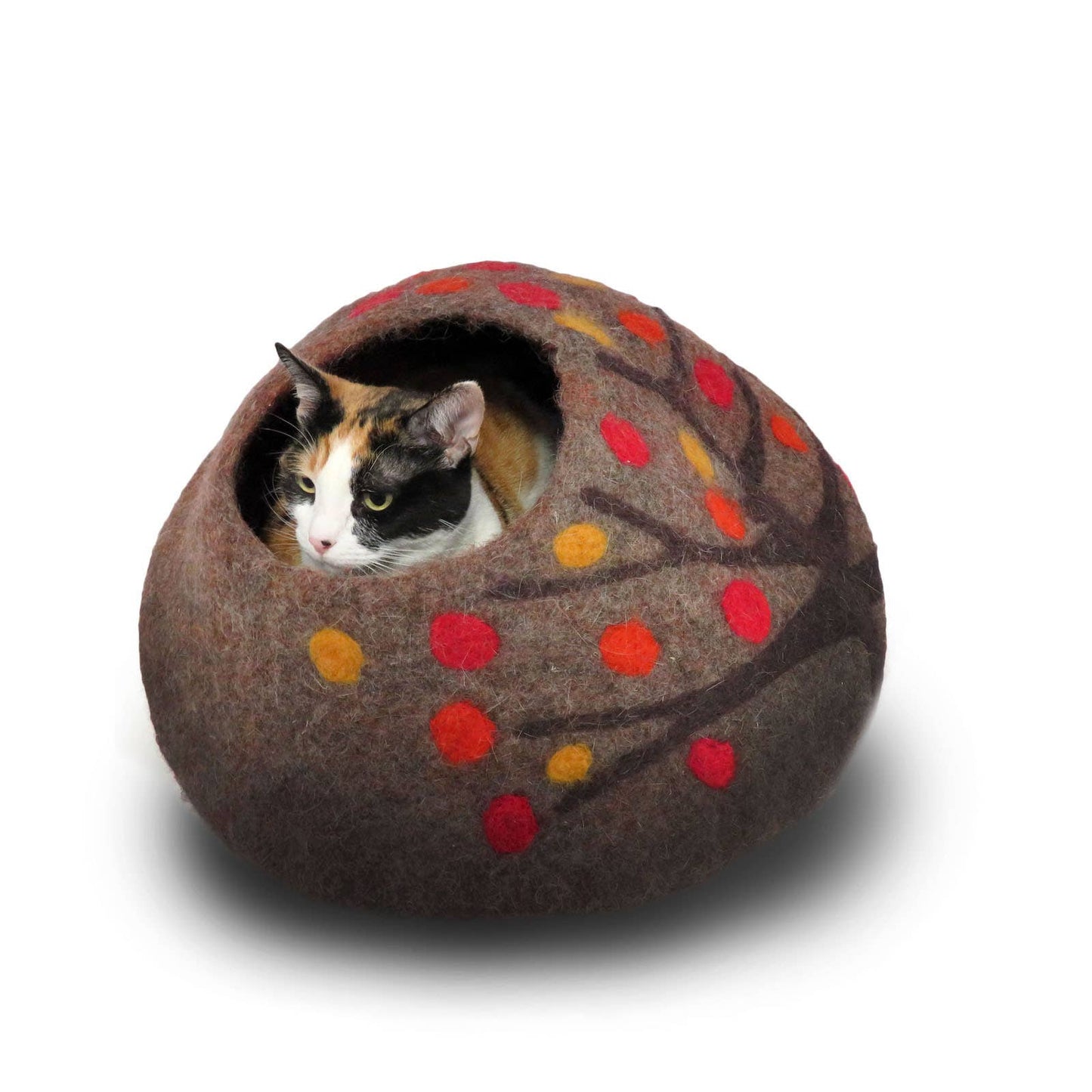 Friendsheep - Felt Wool Cat Cave ORANGE CRUSH Eco Kitty Cave