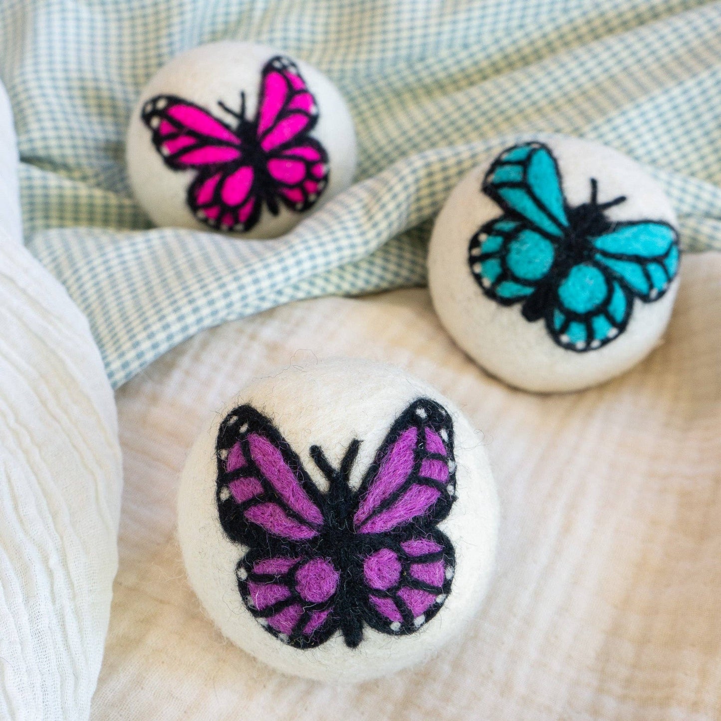 Friendsheep - Monarch Butterfly  Eco Wool Dryer Ball Set of 3 - Moon