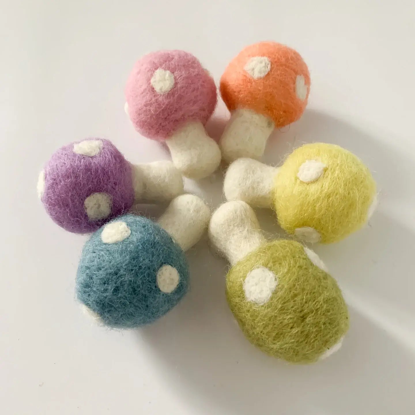 Sewing Seeds Play - Pastel Rainbow Regular Size Felt Mushroom - Set Of Six