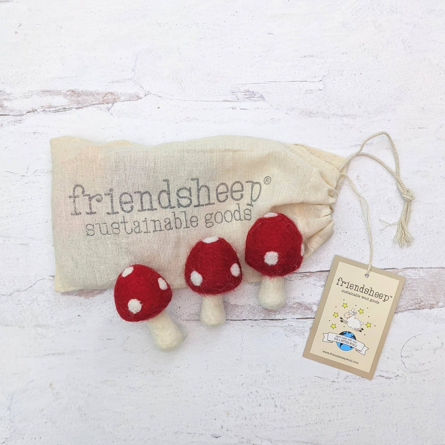 Friendsheep - Red Amanita Mushrooms Eco Toys/Fresheners - Set of 3