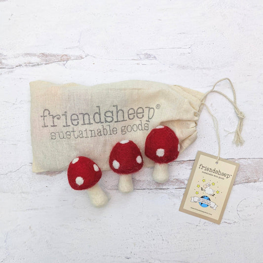 Friendsheep - Red Amanita Mushrooms Eco Toys/Fresheners - Set of 3
