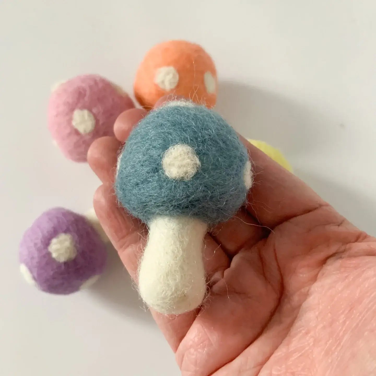 Sewing Seeds Play - Pastel Rainbow Regular Size Felt Mushroom - Set Of Six