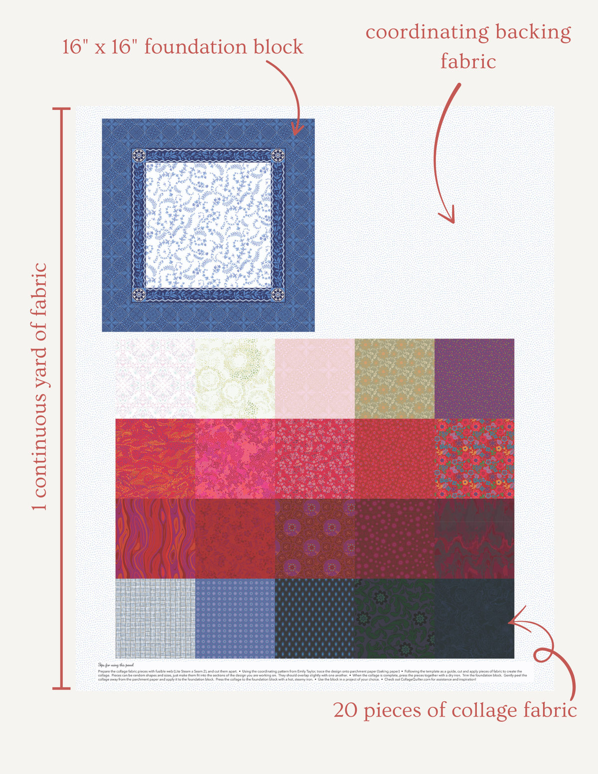 Collage Quilter - Anemone Fabric Collage Kit
