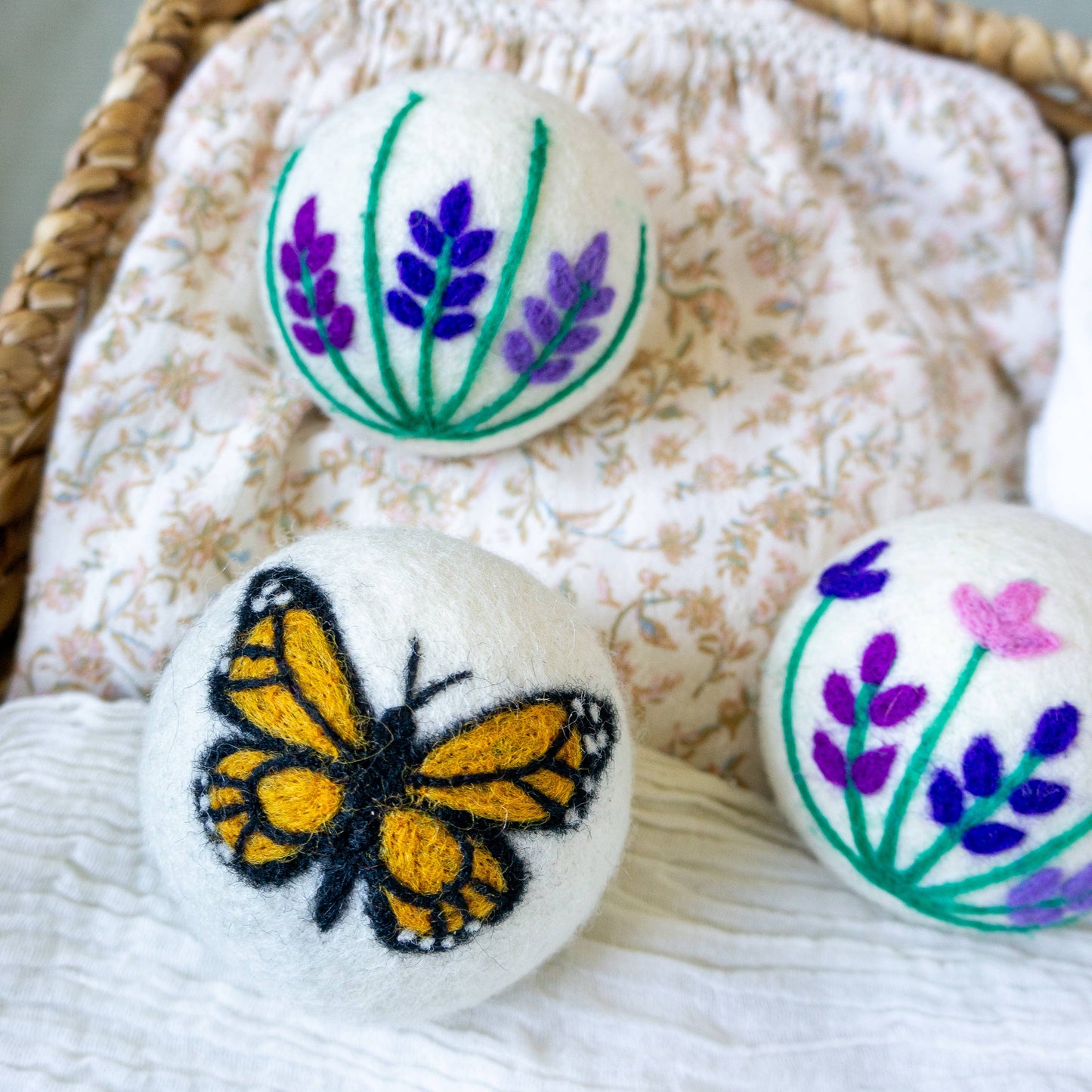 Friendsheep - Butterfly Lavender Fields Eco Wool Dryer Balls - Set of 3