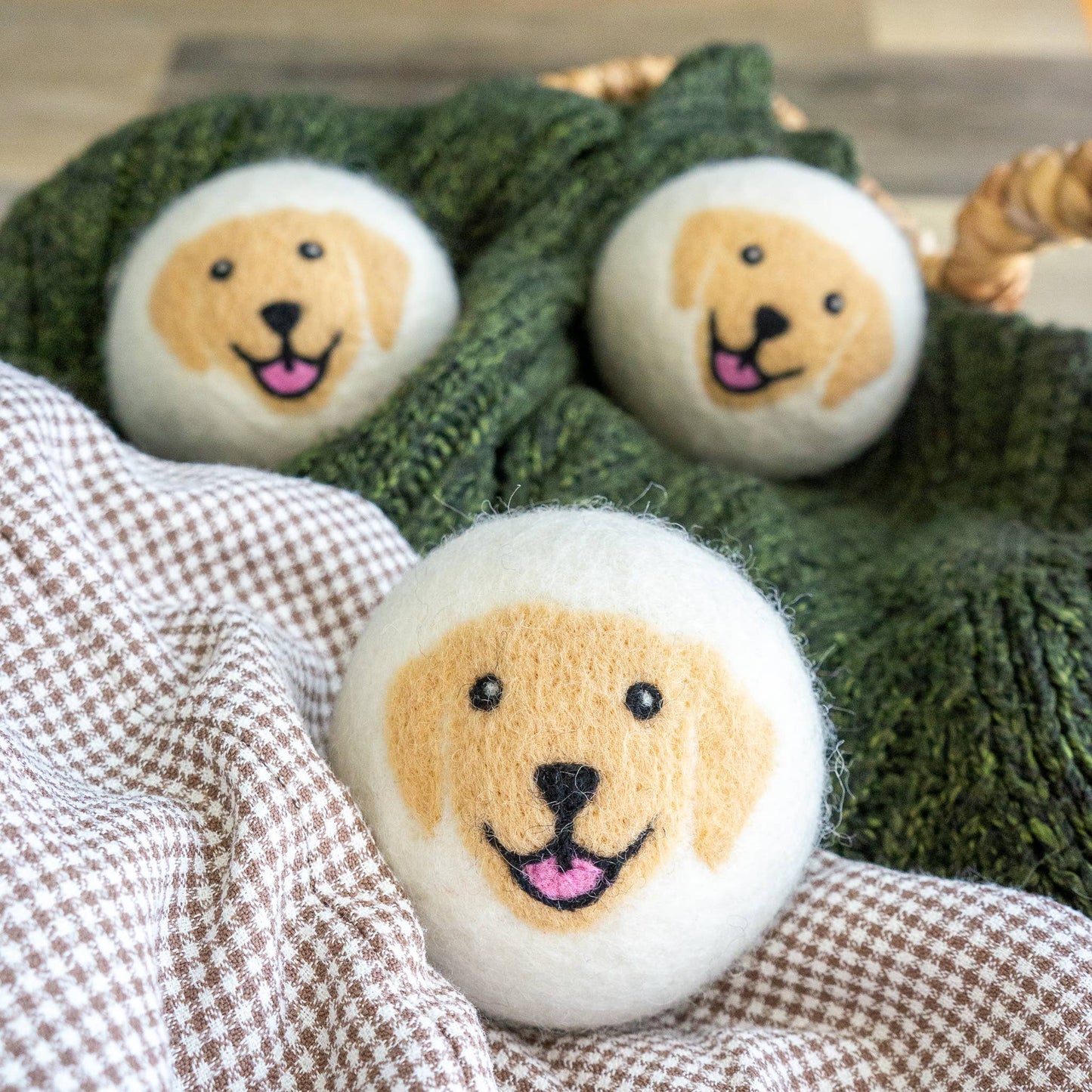 Friendsheep - Golden Dogs Eco Wool Dryer Balls - Yellow Retriever