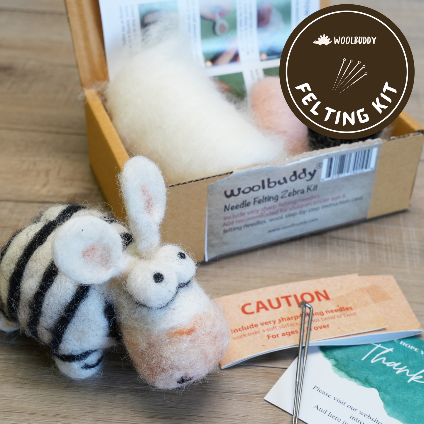 Woolbuddy - Needle Felting Zebra Kit
