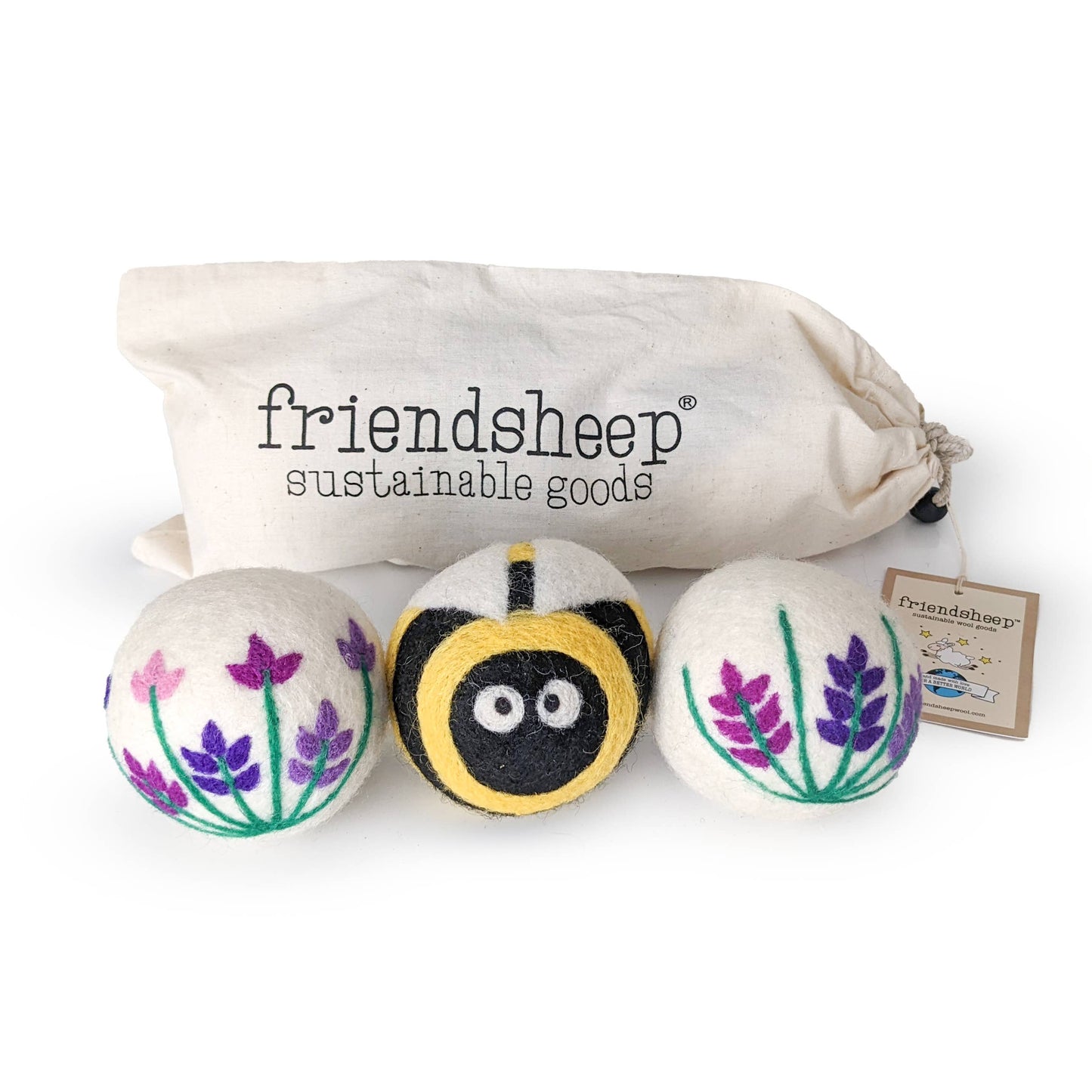 Friendsheep - Lavender Fields Eco Wool Dryer Balls - BEE
