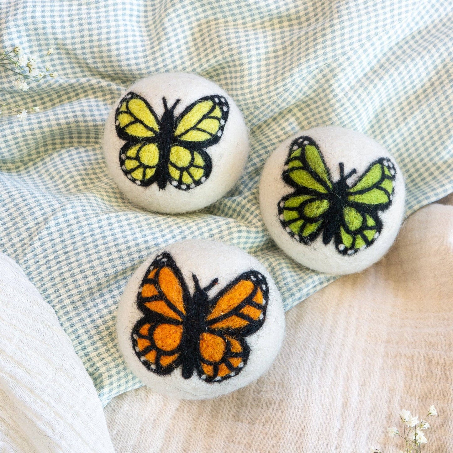 Friendsheep - Monarch Butterfly Eco Wool Dryer Ball Set of 3 - Sun
