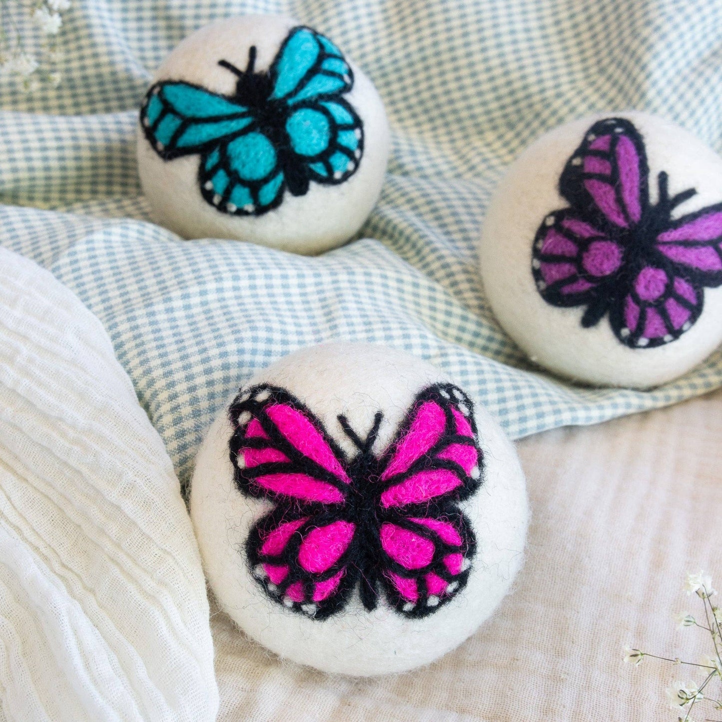 Friendsheep - Monarch Butterfly  Eco Wool Dryer Ball Set of 3 - Moon