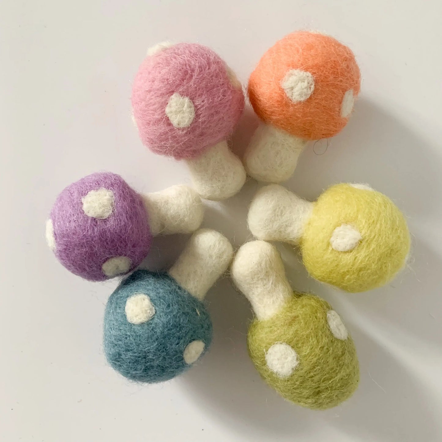 Sewing Seeds Play - Pastel Rainbow Regular Size Felt Mushroom - Set Of Six