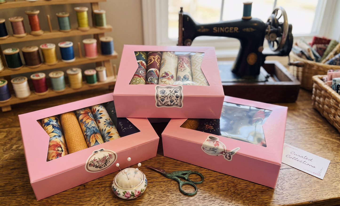 The Mouse & The Peacock - 6 (1/2 YD CUTS) OF PREMIUM COTTON FABRIC NESTLED IN GIFT BOX